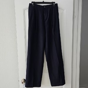 Women's Navy Linen Blend Pants